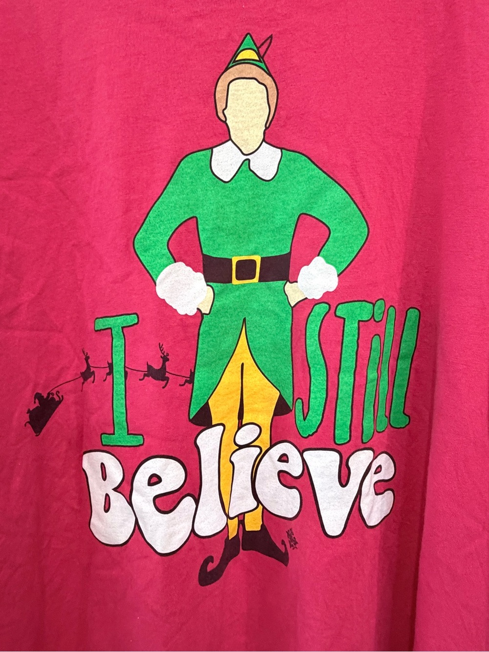 Kids Pink Elf Graphic Tee - Festive 'I Still Believe' Design
